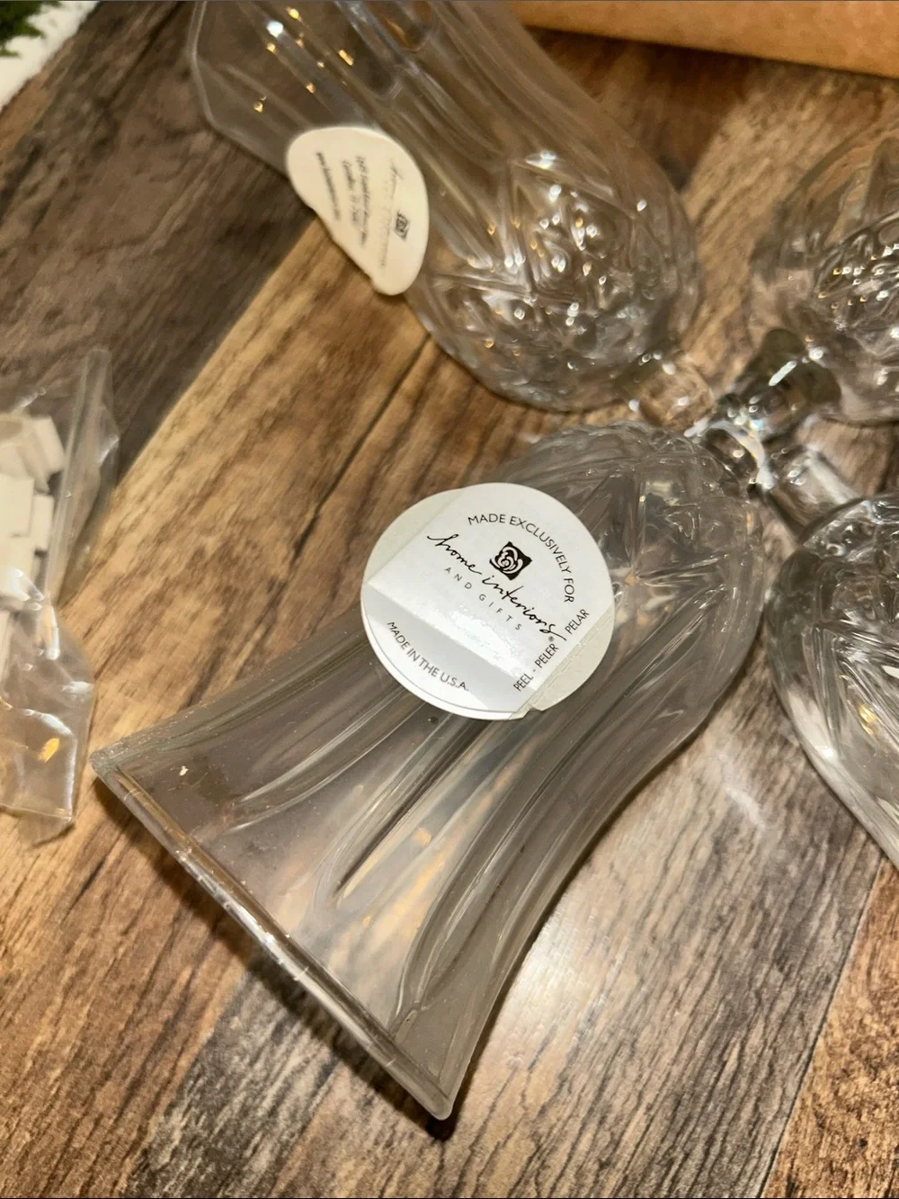 NIB Home Interiors Clear Glass Flower Lantern Shades - Set of 4
